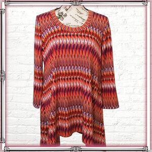 Premise Orange Striped Oversized Tunic Top Size Sm